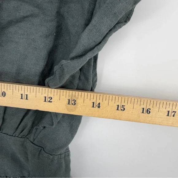 Free People Erin Ruffle Sleeve Mini Dress in gray sz S cotton linen blend - Picture 9 of 10